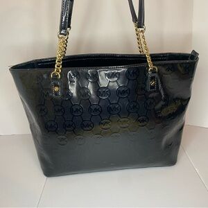 Michael Kors Black Tote with Gold Accents